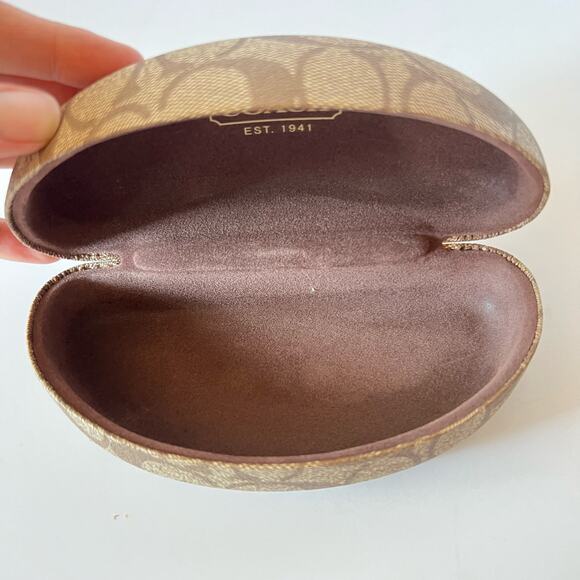 Coach Sunglasses Case Brown Monogram Large Hard Case Faux Leather - Picture 3 of 7